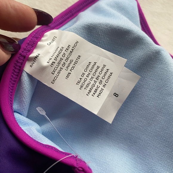 Nike Swimsuit Purple with Pink Trim Size 8 - Picture 9 of 10